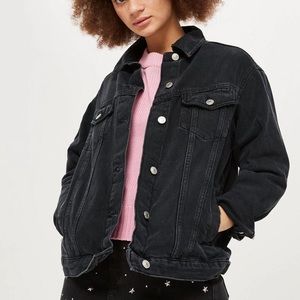 Topshop Black Oversized Denim Jacket 